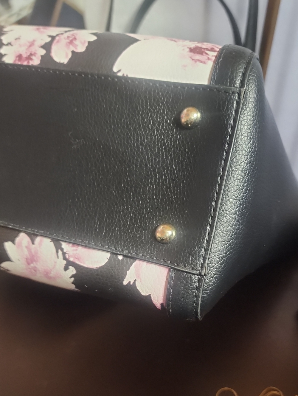 Karl Lagerfeld Shoulder Bag with Floral Panel & Studded Floral Cups Hangtag Euc - Picture 7 of 13
